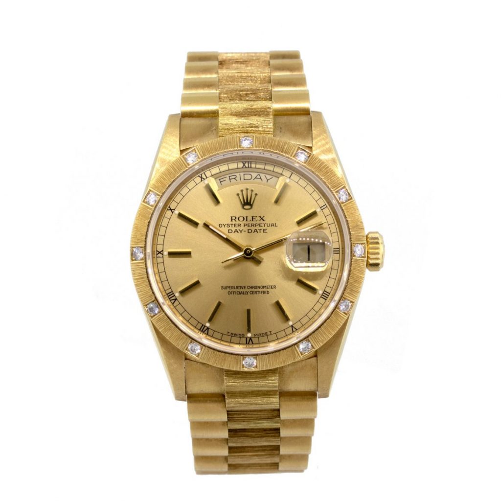 Rolex Day-Date President 18k Yellow Gold Ivory Roman Dial 36mm Watch '79  18038 - Jewels in Time