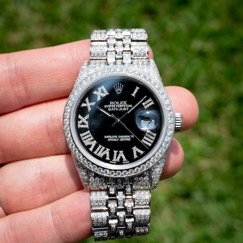 rolex flooded with diamonds