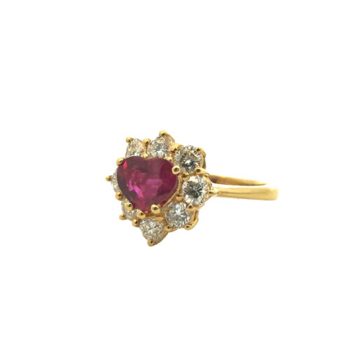 18k Yellow Gold 1.46ct Heart Shape Ruby with 1.05ctw Diamond Ring - Image 12