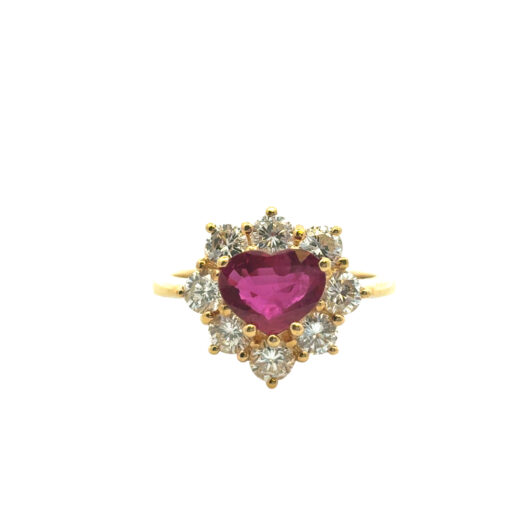 18k Yellow Gold 1.46ct Heart Shape Ruby with 1.05ctw Diamond Ring - Image 13