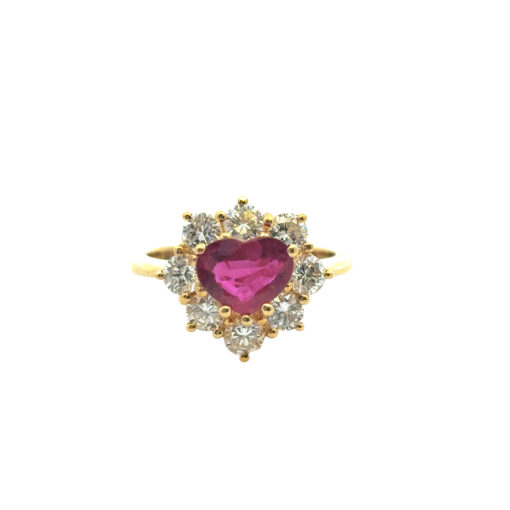 18k Yellow Gold 1.46ct Heart Shape Ruby with 1.05ctw Diamond Ring - Image 17