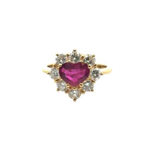 18k Yellow Gold 1.46ct Heart Shape Ruby with 1.05ctw Diamond Ring - Image 5