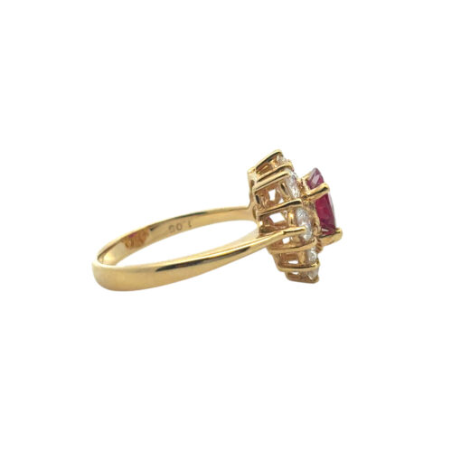 18k Yellow Gold 1.46ct Heart Shape Ruby with 1.05ctw Diamond Ring - Image 8
