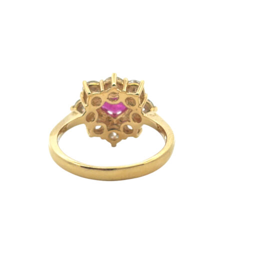 18k Yellow Gold 1.46ct Heart Shape Ruby with 1.05ctw Diamond Ring - Image 9
