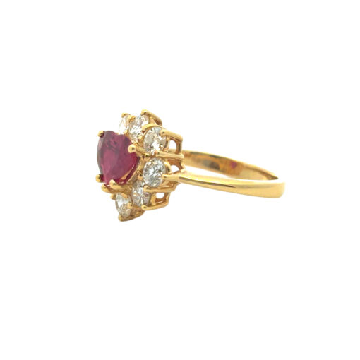 18k Yellow Gold 1.46ct Heart Shape Ruby with 1.05ctw Diamond Ring - Image 11