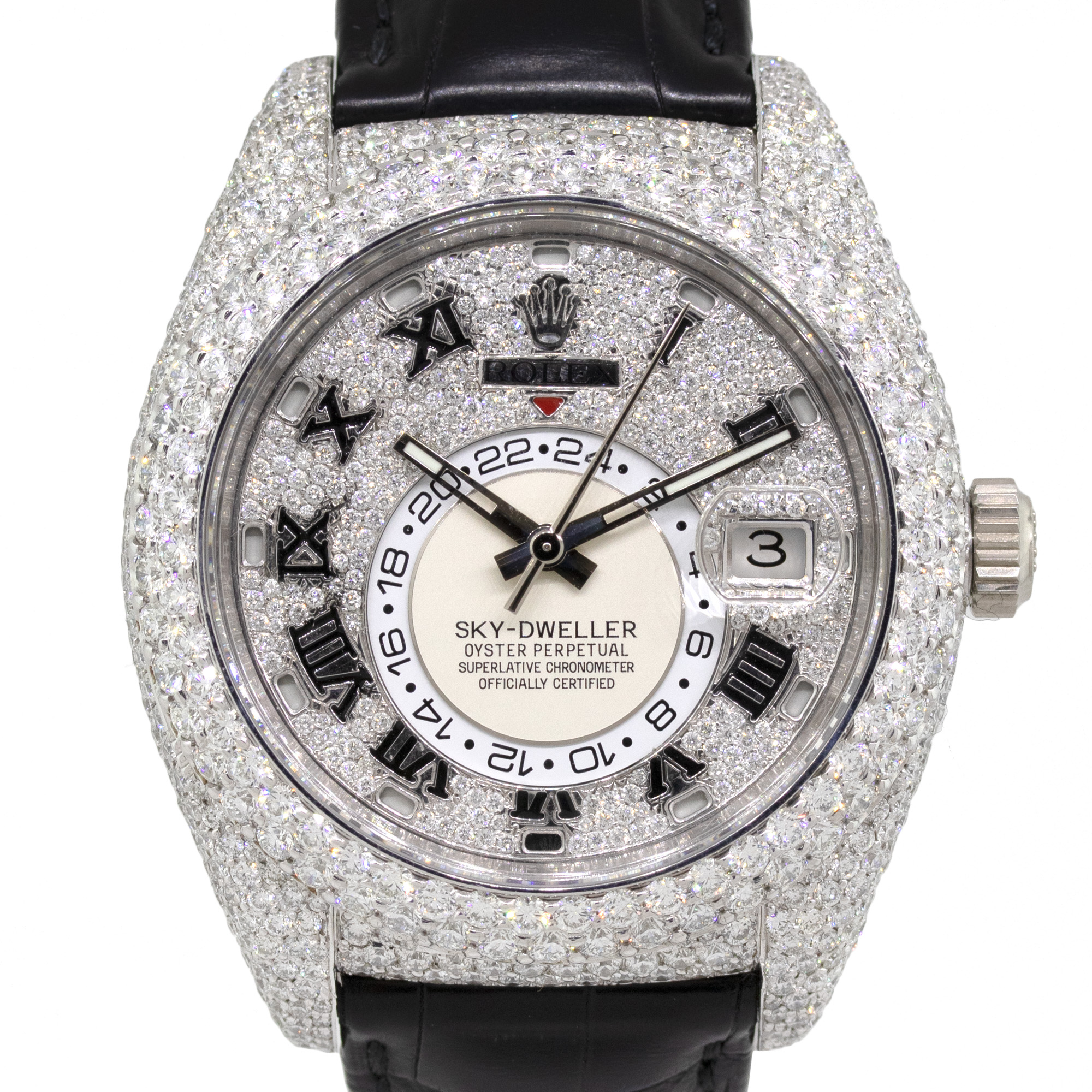 øre reservation fløjte Rolex 326139 Sky-Dweller 18k White Gold All Diamond Watch