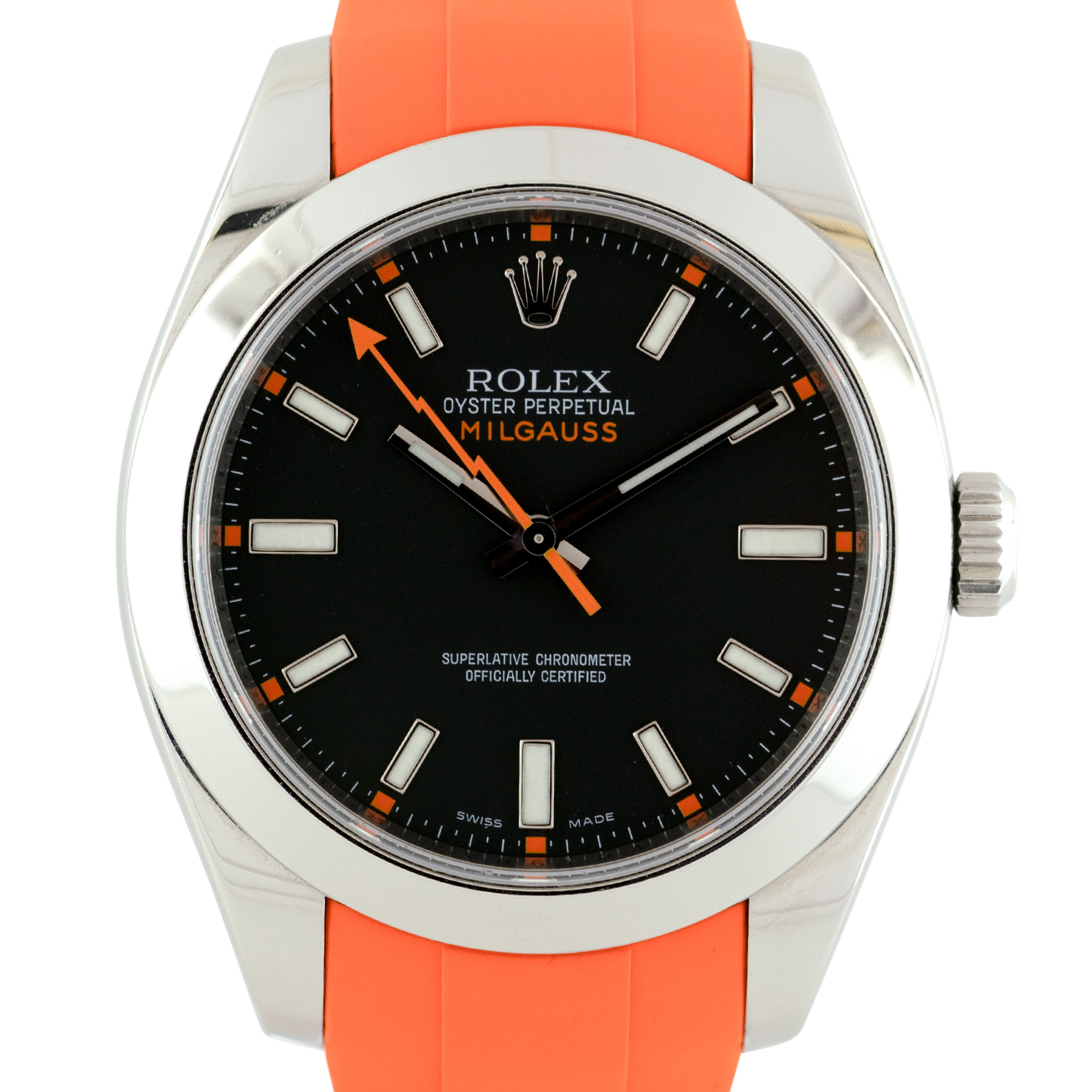 rolex milgauss orange strap