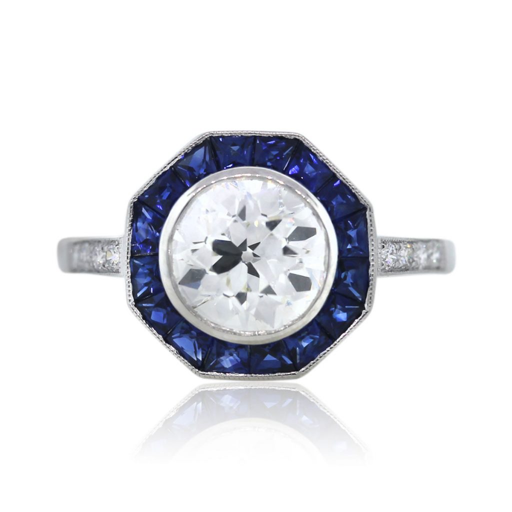 art deco ring with sapphires