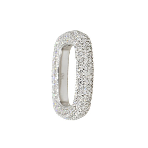 18k White Gold 3.28ctw Round Diamond Pave Ring - Image 7