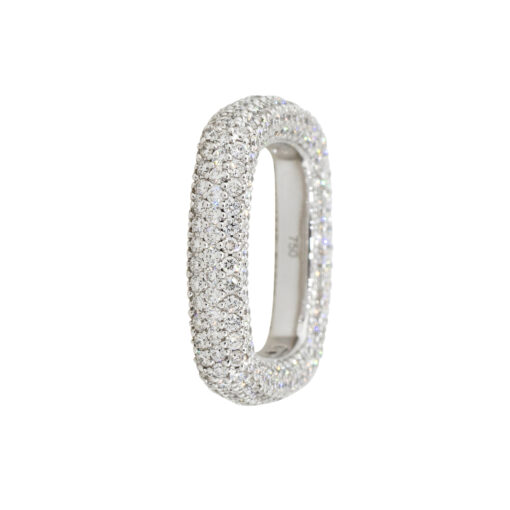 18k White Gold 3.28ctw Round Diamond Pave Ring - Image 8