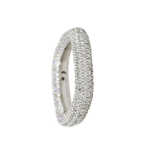 18k White Gold 3.28ctw Round Diamond Pave Ring - Image 9