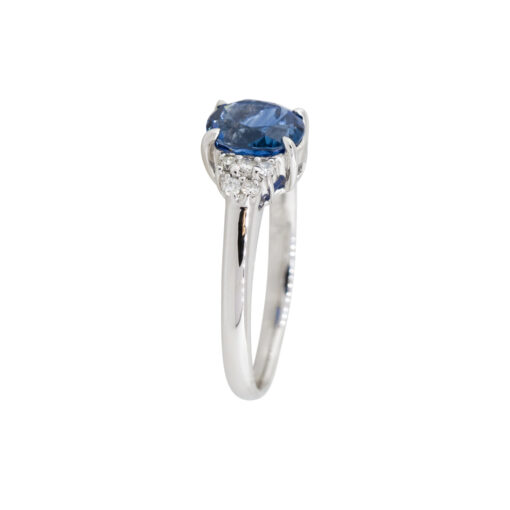 Platinum 1.58ct Oval Shape Sapphire Diamond Cluster Cocktail Ring - Image 18