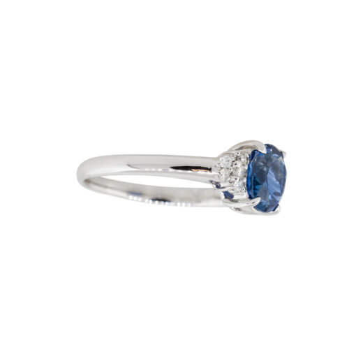 Platinum 1.58ct Oval Shape Sapphire Diamond Cluster Cocktail Ring - Image 7