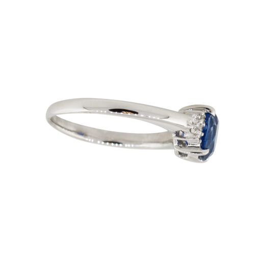 Platinum 1.58ct Oval Shape Sapphire Diamond Cluster Cocktail Ring - Image 6