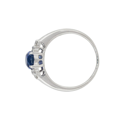 Platinum 1.58ct Oval Shape Sapphire Diamond Cluster Cocktail Ring - Image 12