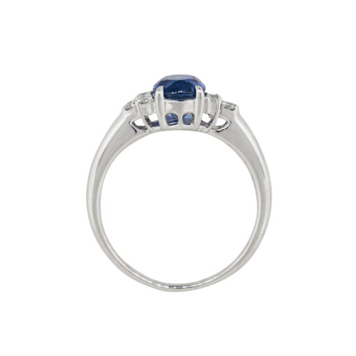Platinum 1.58ct Oval Shape Sapphire Diamond Cluster Cocktail Ring - Image 10