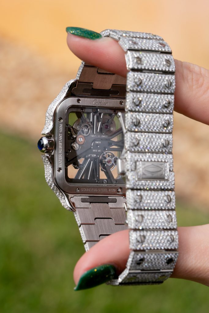 Cartier Santos Skeleton Iced Out Watch