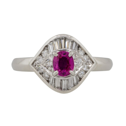 Platinum 0.47ct Ruby Diamond Eye Cocktail Ring - Image 7