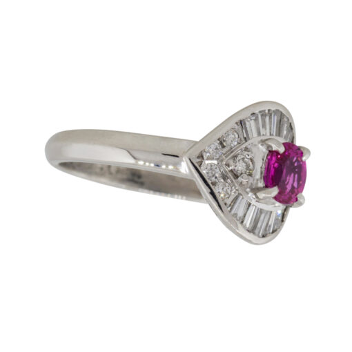 Platinum 0.47ct Ruby Diamond Eye Cocktail Ring - Image 8