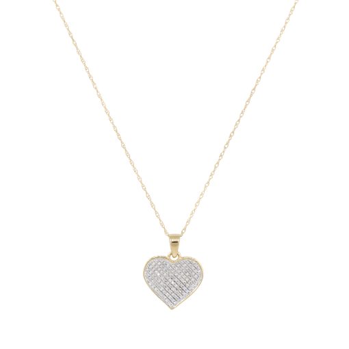 pave diamond heart pendant yellow gold