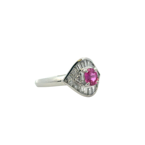 Platinum 0.47ct Oval Ruby Eye with Diamonds Cocktail Ring - Image 9