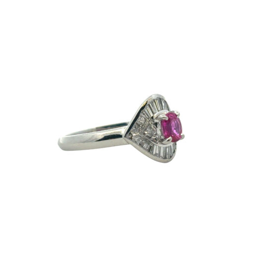Platinum 0.47ct Oval Ruby Eye with Diamonds Cocktail Ring - Image 10