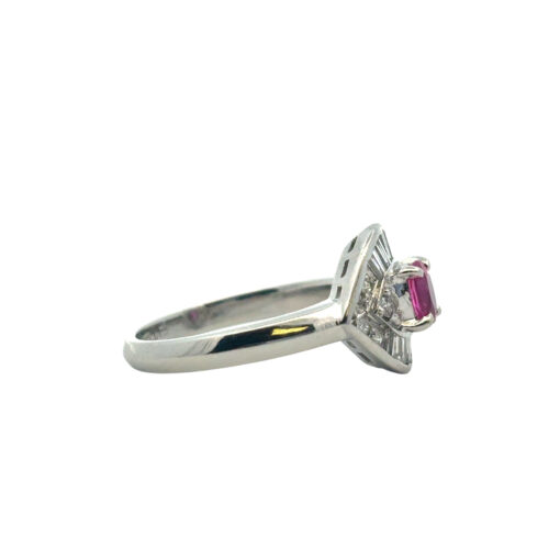 Platinum 0.47ct Oval Ruby Eye with Diamonds Cocktail Ring - Image 11