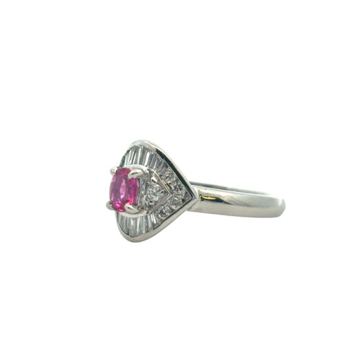 Platinum 0.47ct Oval Ruby Eye with Diamonds Cocktail Ring - Image 14