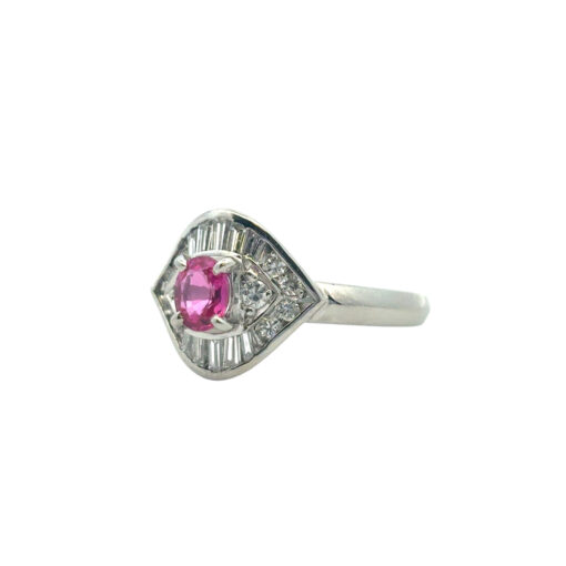Platinum 0.47ct Oval Ruby Eye with Diamonds Cocktail Ring - Image 15