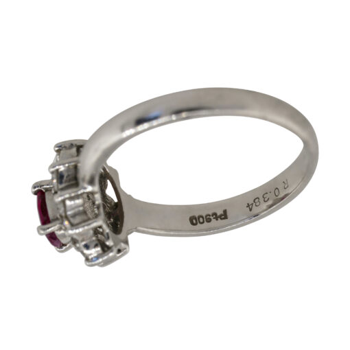 Platinum 0.38ct Oval Ruby Diamond Halo Flower Ring - Image 17