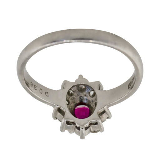 Platinum 0.38ct Oval Ruby Diamond Halo Flower Ring - Image 20