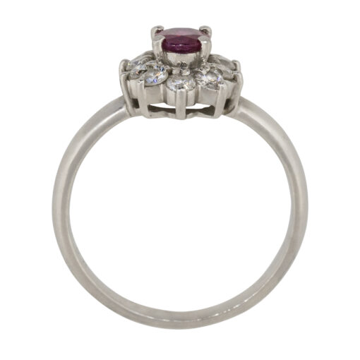 Platinum 0.38ct Oval Ruby Diamond Halo Flower Ring - Image 23