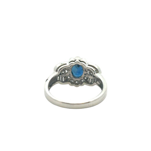 Platinum 1.25ct Oval Sapphire Center 0.47ctw Diamond Cocktail Scalloped Ring - Image 21