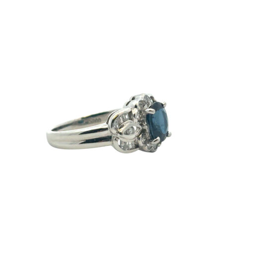 Platinum 1.25ct Oval Sapphire Center 0.47ctw Diamond Cocktail Scalloped Ring - Image 12