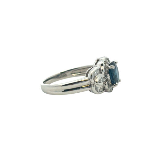 Platinum 1.25ct Oval Sapphire Center 0.47ctw Diamond Cocktail Scalloped Ring - Image 13
