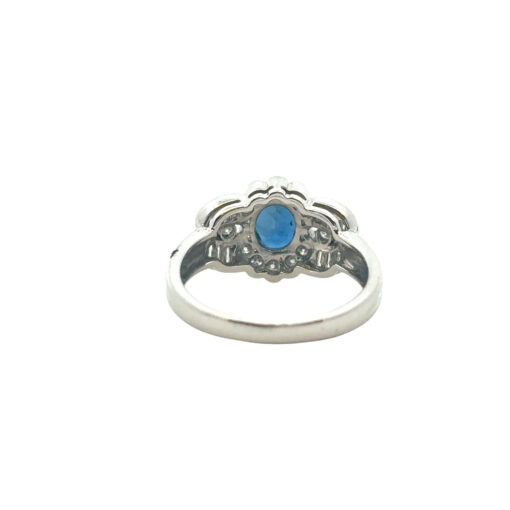 Platinum 1.25ct Oval Sapphire Center 0.47ctw Diamond Cocktail Scalloped Ring - Image 14