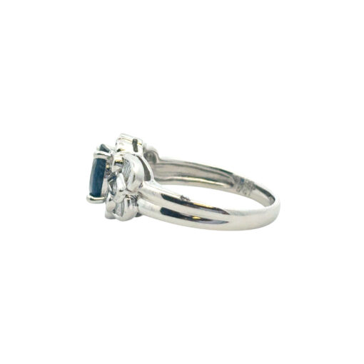 Platinum 1.25ct Oval Sapphire Center 0.47ctw Diamond Cocktail Scalloped Ring - Image 15