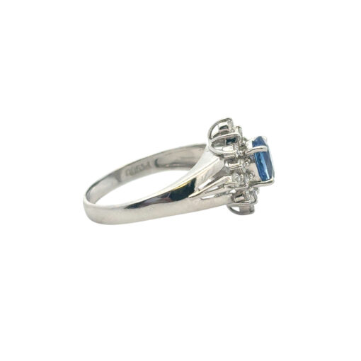Platinum 0.73ctw Diamond Blue Oval Sapphire Center Cocktail Ring - Image 18