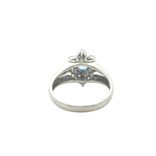 Platinum 0.73ctw Diamond Blue Oval Sapphire Center Cocktail Ring - Image 19