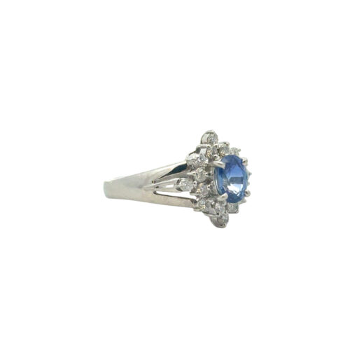 Platinum 0.73ctw Diamond Blue Oval Sapphire Center Cocktail Ring - Image 11