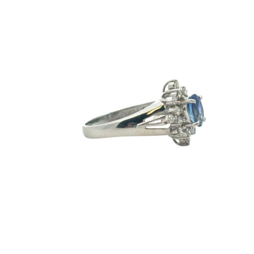 Platinum 0.73ctw Diamond Blue Oval Sapphire Center Cocktail Ring - Image 12