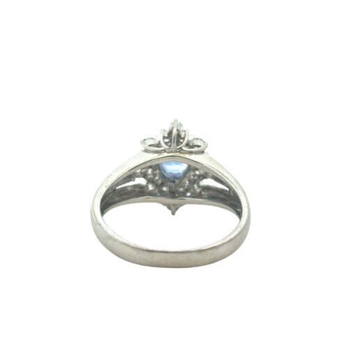 Platinum 0.73ctw Diamond Blue Oval Sapphire Center Cocktail Ring - Image 13