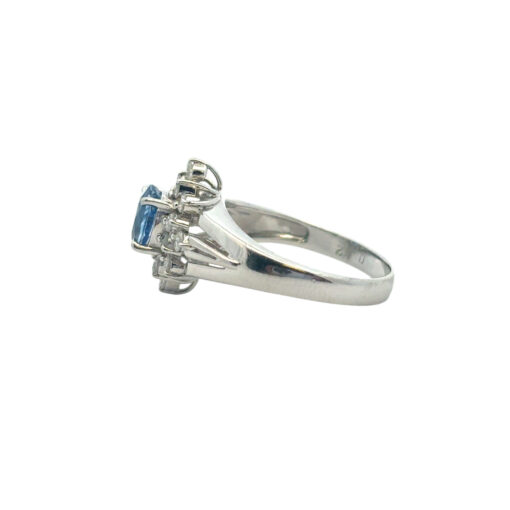 Platinum 0.73ctw Diamond Blue Oval Sapphire Center Cocktail Ring - Image 14