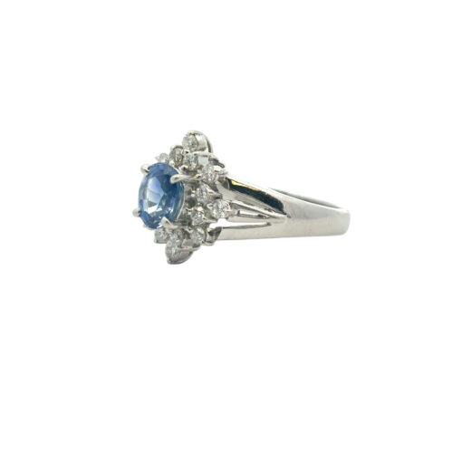 Platinum 0.73ctw Diamond Blue Oval Sapphire Center Cocktail Ring - Image 15