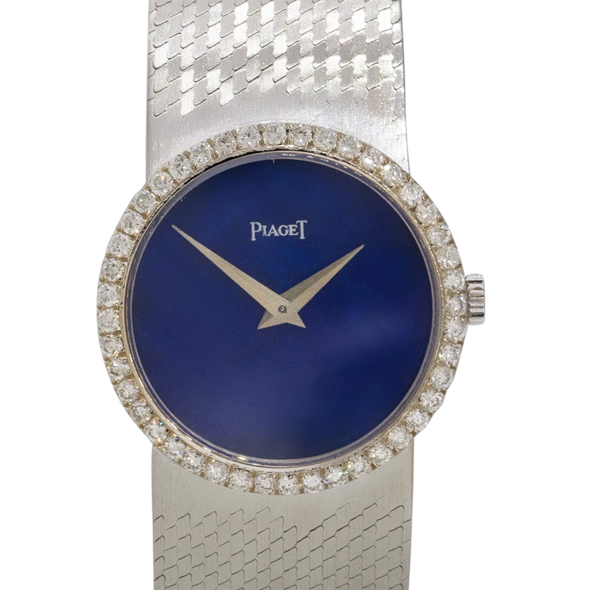 Piaget 9701A6 18k White Gold Lapis Diamond Ladies Watch