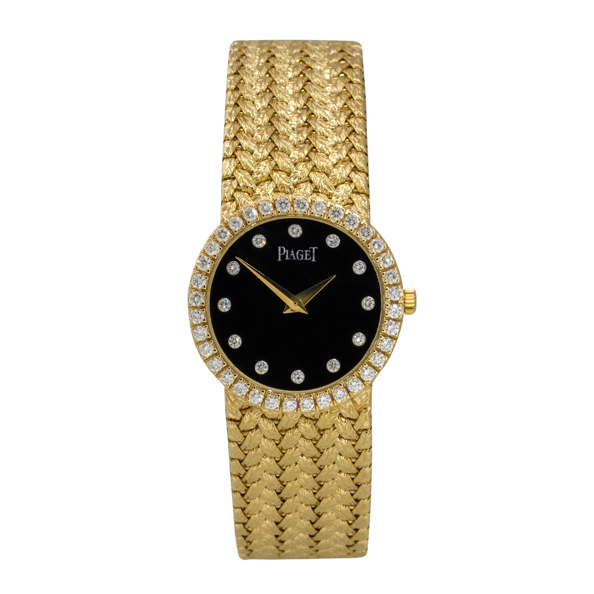 Piaget 8706D2 18k Yellow Gold Black Onyx Diamond Ladies Watch