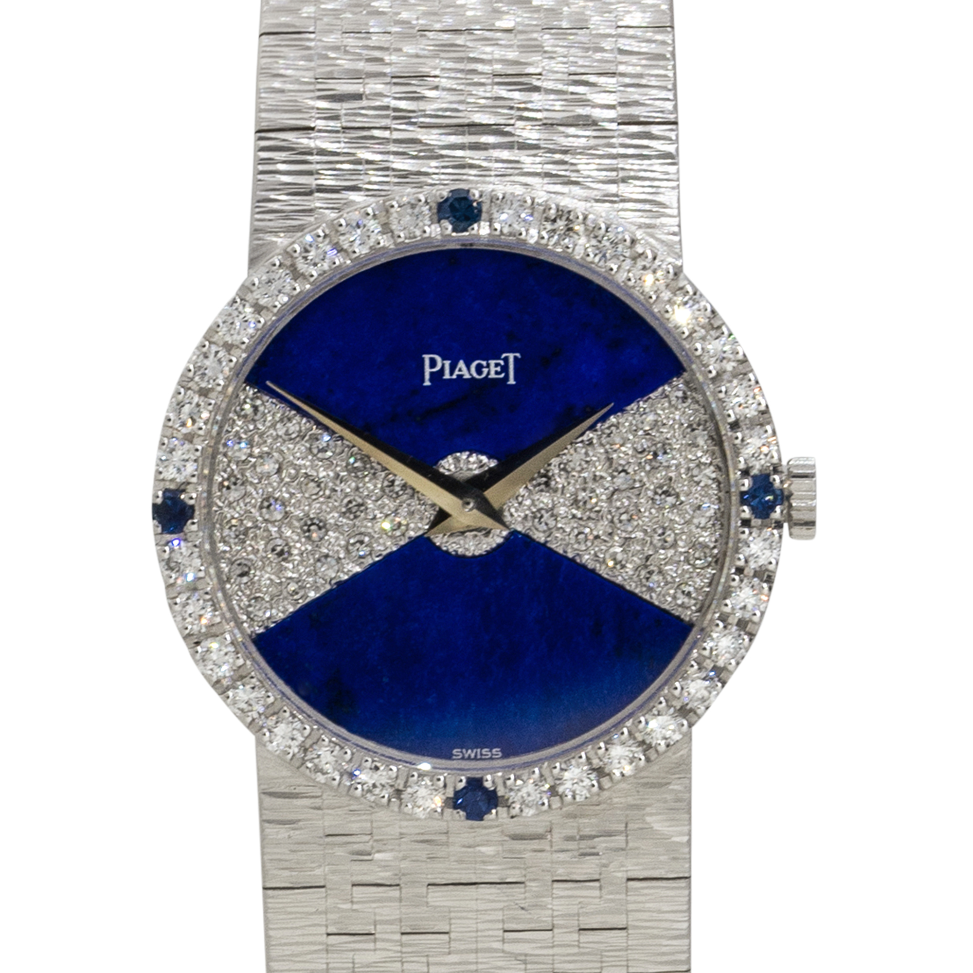 Piaget 9706A6 18k White Gold Lapis Diamond Ladies Watch