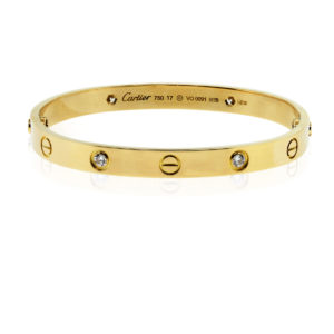 cartier love bangle half diamond