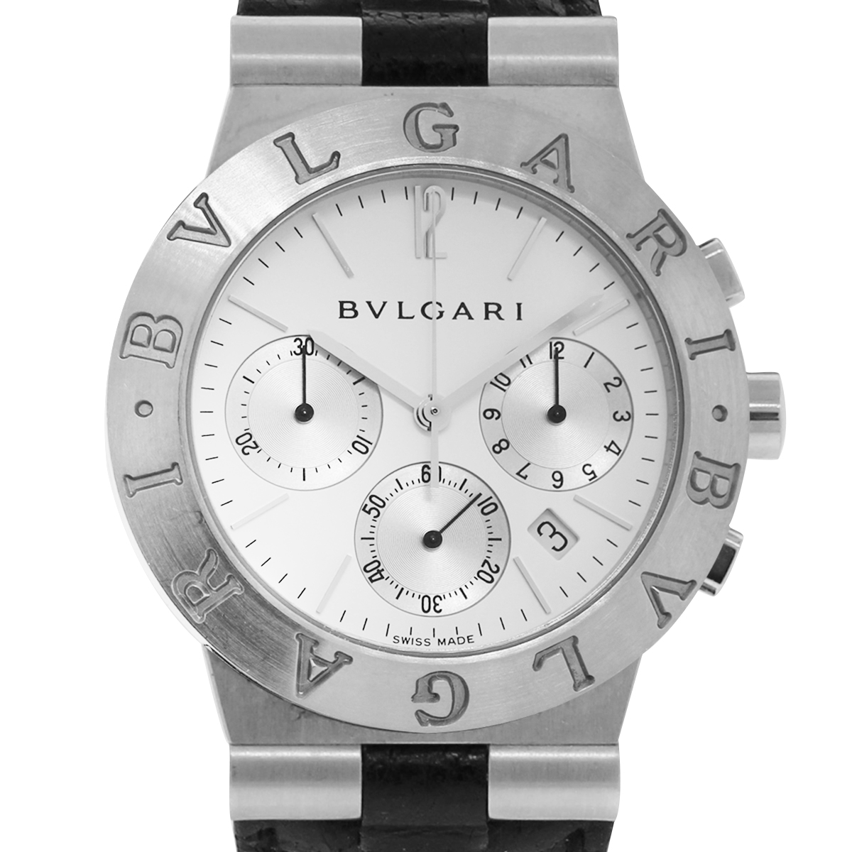 Bulgari Diagono DG42C3SLDCH Stainless Steel With Blue Leather Watch