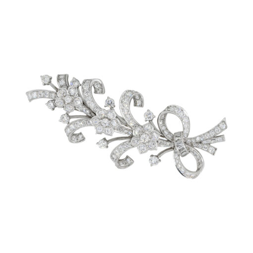 Tiffany & Co. Platinum 5ctw Diamond Floral Brooch Pin - Image 9